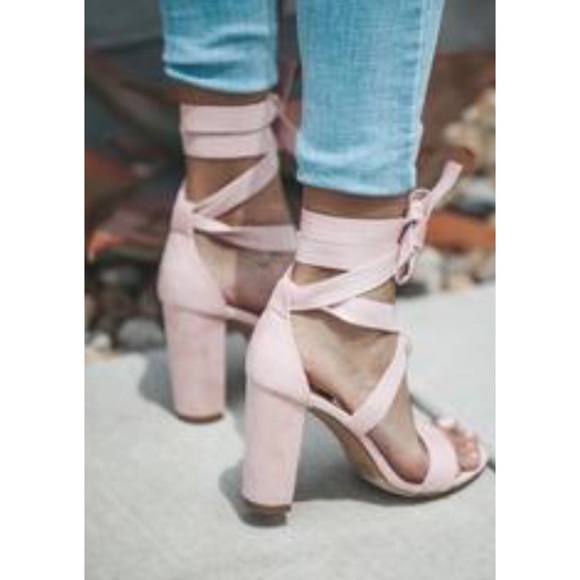 Vici Shoes - Marena Blush Faux Suede Wrap Sandals